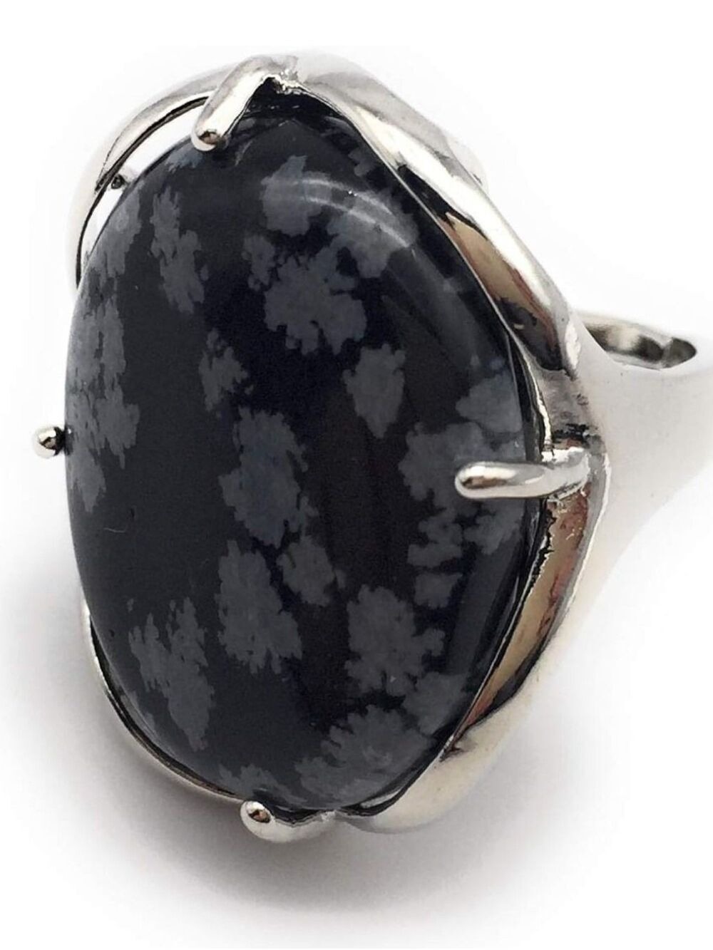 Snowflake Obsidian Adjustable Ring